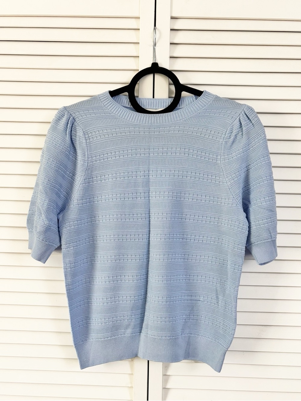 Free Assembly Women’s Light Blue Textured Short-Sleeve Knit Top, Size: Small,NWT
